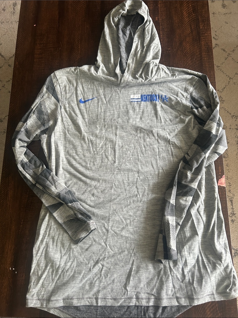 Nike Gray Hooded Long Sleeve with Blue Kentucky Logo